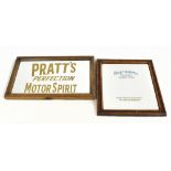 PRATTS; a Perfection Motor Spirit advertising mirror, and a Palethorpes Sausages and Pork Pies