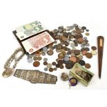 An assortment of 19th century and later British and world silver, copper, and cupronickel coins,