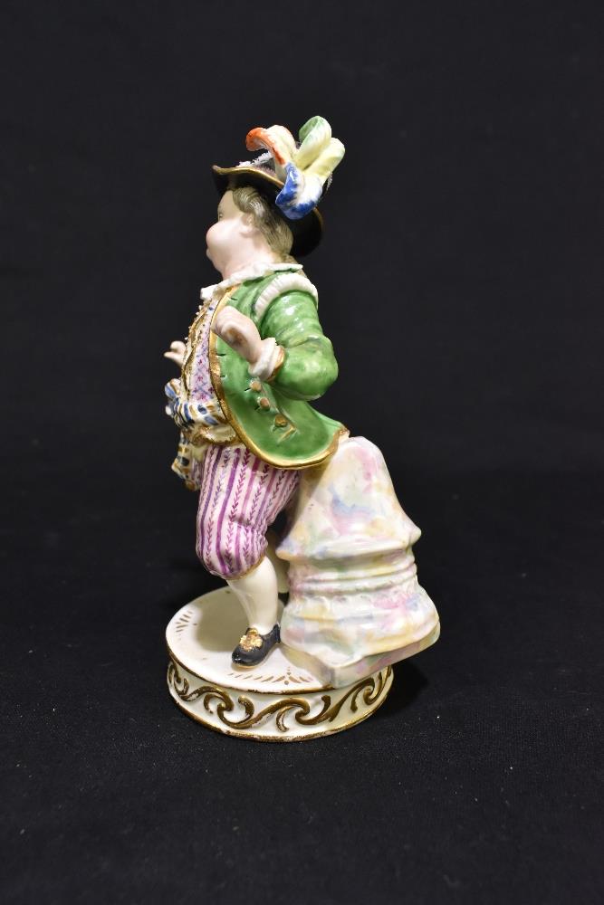 MEISSEN; an early 20th century figure of a portly young gentleman wearing elaborate clothing, - Image 4 of 9