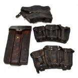 Four various German leather ammunition pouches.