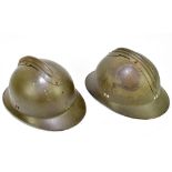 Two WWII French Adrian type helmets (2).