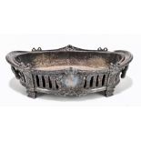 A circa 1900 French silver plated centrepiece with detachable liner and pierced swag and ribbon tied