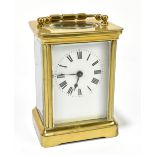 A late 19th century French gilt brass carriage time piece, height 11.5cm
