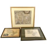 A hand coloured map of Denbigh, 27 x  65cm, together with two further maps of Denbighshire, each