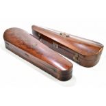 A late Victorian walnut violin case and a Victorian flame mahogany violin case (2).