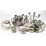 A selection of 19th century and later silver plated items to include an Art Deco four piece tea