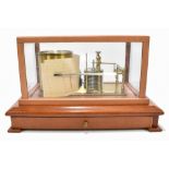 A mahogany cased barograph, with single base drawer, width 37cm, depth 24cm, height 23cm