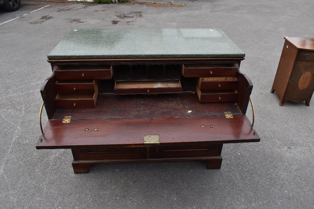 A mid-19th century mahogany secretaire side cabinet with later marble top above fitted top drawer, - Bild 3 aus 3