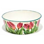 WEMYSS WARE; a large circular bowl, painted with tulips, signed and impressed marks to the