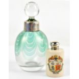 A hallmarked silver mounted green and clear glass scent bottle and stopper, Sheffield 2003, the