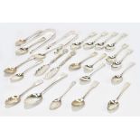 SAMUEL WOOD (PROBABLY); a set of six Victorian hallmarked silver teaspoons with engraved initials '