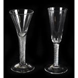 A 19th century ale glass, with conical bowl and double air twist stem, height 18cm, with a conical