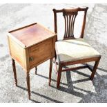 A 19th century mahogany pot cupboard on turned reeded supports, width 38cm, also a Georgian dining