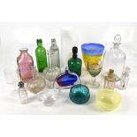 A collection of 19th century and 20th century decorative glass to include a Victorian gilt glass