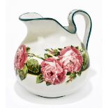 WEMYSS WARE; a large bulbous jug painted with cabbage roses, painted mark to the underside, height