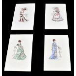 L MCKELVEY; four watercolours, Victorian maidens wearing traditional clothing ,signed approx 22 x