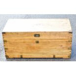 A late 19th century brass bound camphor wood blanket box, height 43cm, width 94cm, depth 35cm.