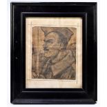 AFTER LOUIS RAEMAEKERS; print of a French WWI infantryman, 18 x 15cm, framed and glazed.