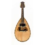 An early 20th century Italian 'Il Globo' bowl back mandolin, length 62cm, cased.