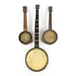 A late 19th century Daniel's Patent 6 string banjo, the nickel plated frame stamped 'Daniel's