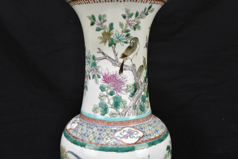 A 19th century Chinese Famille Verte vase, Guangxu mark and of the period, the body decorated with a - Image 4 of 9