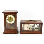 An Edwardian mahogany cased and lacquered brass barograph, with ivory scale for the thermometer,