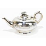 JOHN & HENRY LIAS; a Victorian hallmarked silver teapot of squat form with cast floral finial,