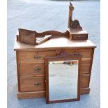 An Edwardian walnut dressing chest, of two short and two long drawers, on plinth base, height 175cm,