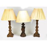 Three modern gilt composition table lamps, height of tallest 47cm (3).