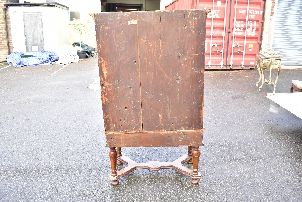 A late 18th century and later German inlaid walnut cabinet on stand, with two doors enclosing a - Bild 5 aus 6