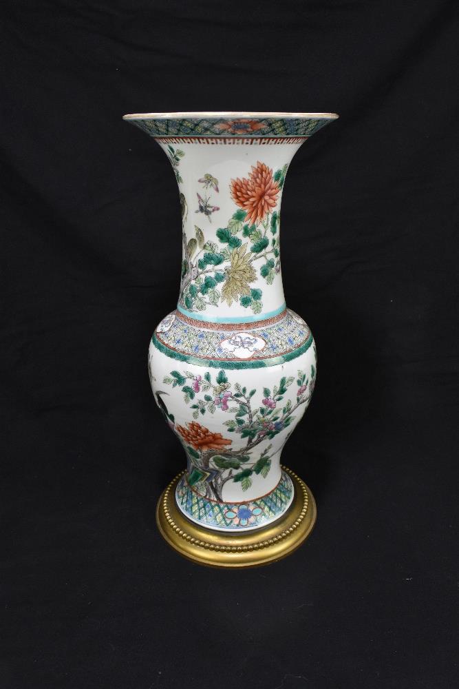 A 19th century Chinese Famille Verte vase, Guangxu mark and of the period, the body decorated with a - Image 6 of 9