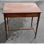 A 19th century mahogany side table, the rectangular top above a single frieze drawer on square