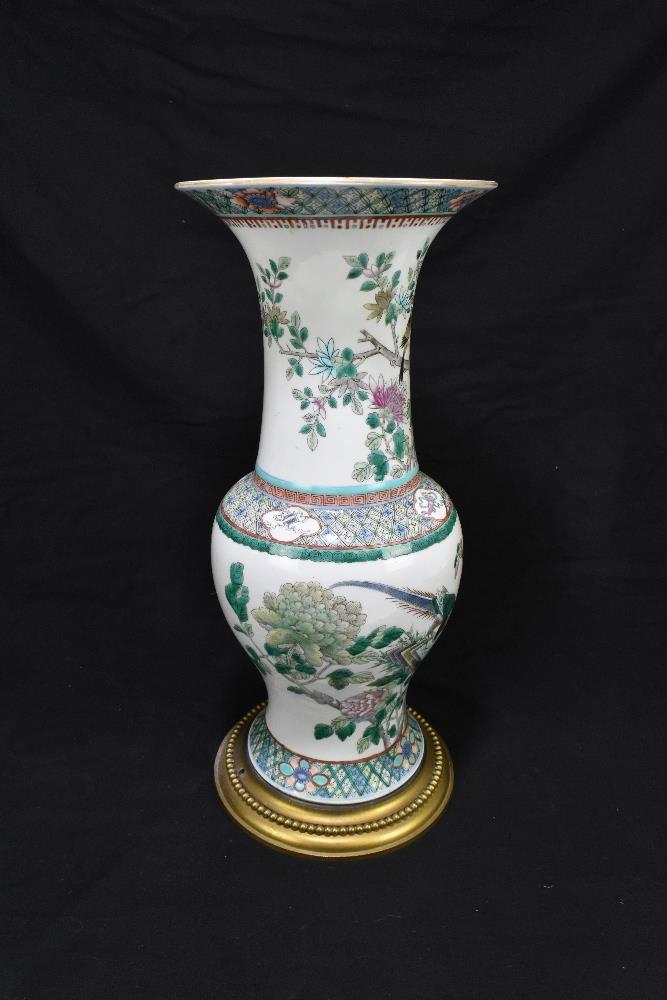 A 19th century Chinese Famille Verte vase, Guangxu mark and of the period, the body decorated with a - Image 8 of 9