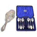 Z BARRACLOUGH & SONS; a cased set of six Edward VII hallmarked silver teaspoons and matching sugar