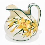 WEMYSS WARE; a bulbous jug painted with daffodils, impressed and printed marks, height 15cm.