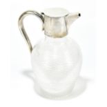 D & M DAVIS; a late Victorian hallmarked silver mounted claret jug with wheel cut decoration to