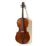 A cello, with 72cm back (not including the button), in soft case with two bows (3).Additional