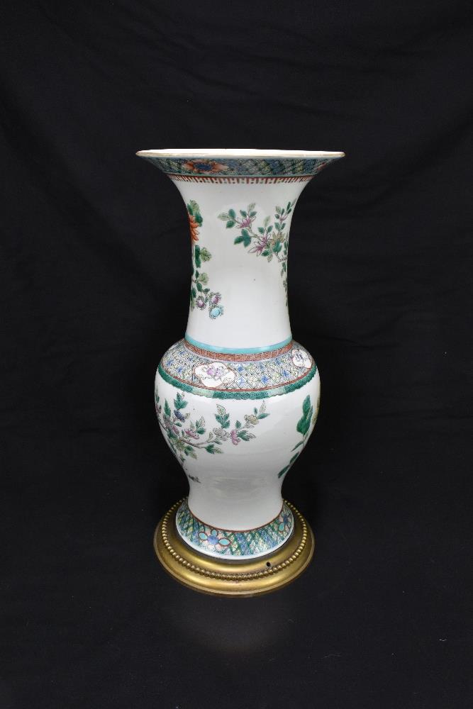 A 19th century Chinese Famille Verte vase, Guangxu mark and of the period, the body decorated with a - Image 7 of 9