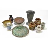 A collection of ten pieces of contemporary Studio Pottery to include a Shepherd Pottery plate with