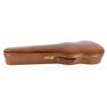 W E HILL & SONS; an oak violin case, stamped to the brass lock.