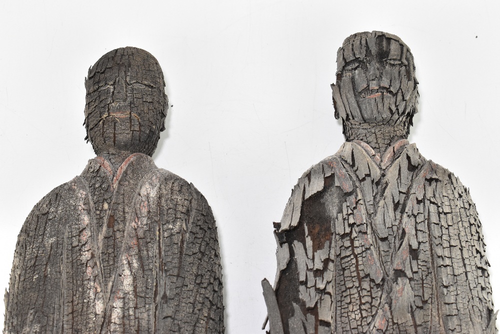 Two unusual charred and petrified wooden figures, length approx. 50cm (both af). Provenance: private - Bild 4 aus 5