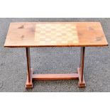 A rectangular chess top inlaid occasional table, 75 x 38.5cm.