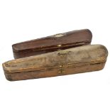 Two late 19th century leather covered violin cases.Additional InformationMarks, rubbing and