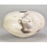 ANTONIA SALMON (born 1959); a very large round smoke fired stoneware vessel with burnished and