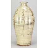 JIM MALONE (born 1946); a large lobed stoneware bottle covered in brushed slip with incised