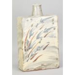 JIM MALONE (born 1946); a large stoneware slab bottle covered in brushed slip with iron and cobalt