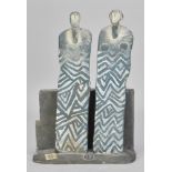 JOHN MALTBY (1936-2020); 'Two Seated Figures', a stoneware sculpture, impressed M mark, height 25cm,