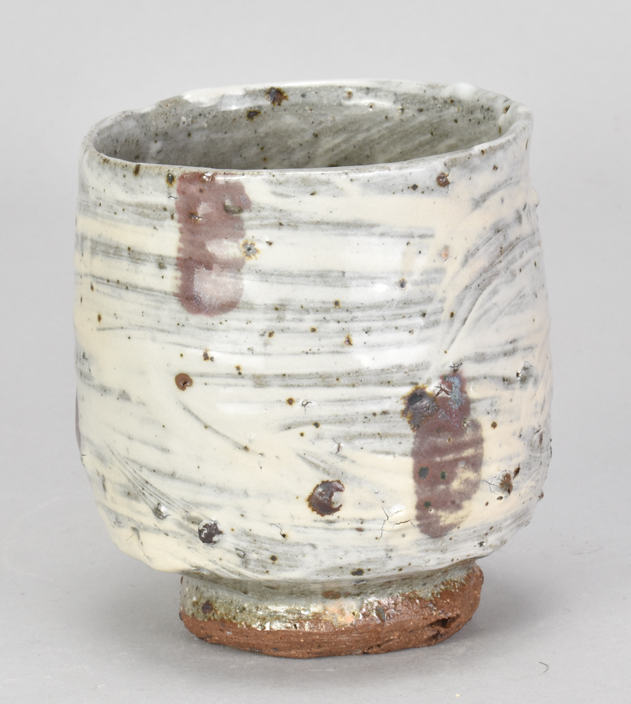 ALISTAIR HAWTIN (born 1950); a grogged Chailey brick clay yunomi covered in brushed slip with iron