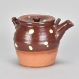 WILLIAM MARSHALL (1923-2007); a slipware teapot partially covered in iron rich glaze decorated