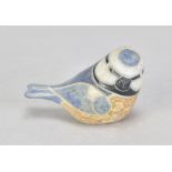 ROSEMARY WREN (1922-2013) for Oxshott Pottery; a stoneware sculpture of a bluetit, painted by